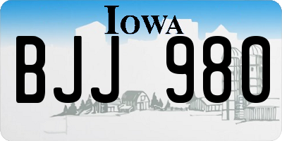 IA license plate BJJ980