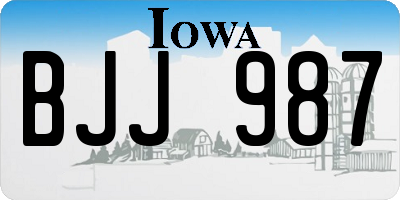 IA license plate BJJ987