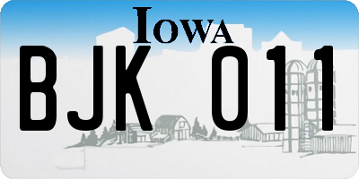 IA license plate BJK011
