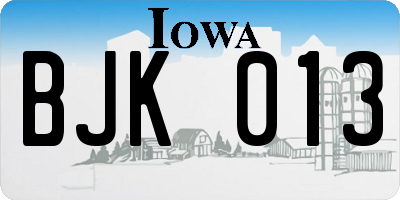 IA license plate BJK013