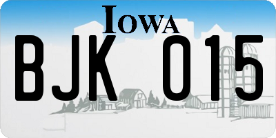 IA license plate BJK015