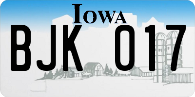 IA license plate BJK017