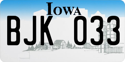 IA license plate BJK033