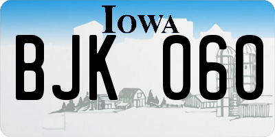 IA license plate BJK060