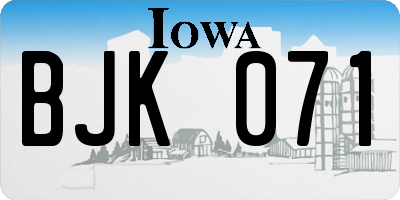 IA license plate BJK071