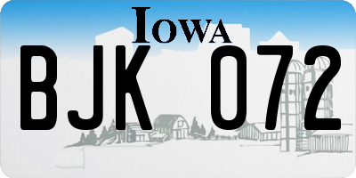 IA license plate BJK072