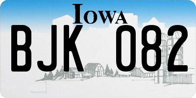 IA license plate BJK082