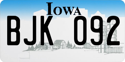 IA license plate BJK092
