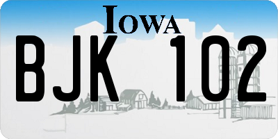IA license plate BJK102