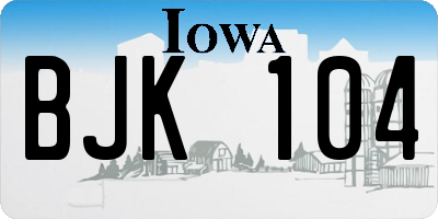 IA license plate BJK104