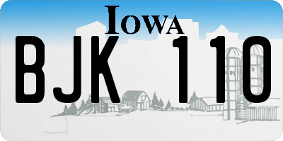 IA license plate BJK110