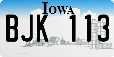 IA license plate BJK113