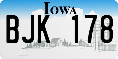 IA license plate BJK178