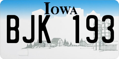 IA license plate BJK193