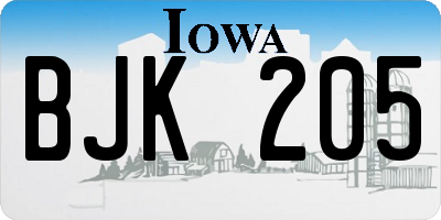IA license plate BJK205
