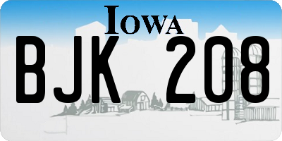 IA license plate BJK208