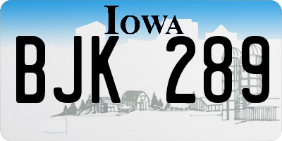 IA license plate BJK289