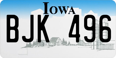 IA license plate BJK496