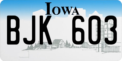IA license plate BJK603