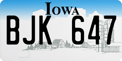 IA license plate BJK647