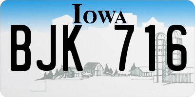 IA license plate BJK716