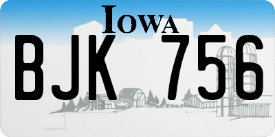IA license plate BJK756