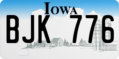 IA license plate BJK776
