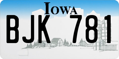 IA license plate BJK781
