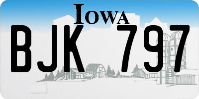 IA license plate BJK797