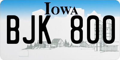 IA license plate BJK800
