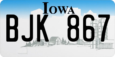 IA license plate BJK867