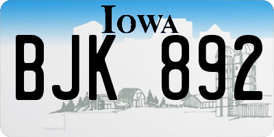 IA license plate BJK892