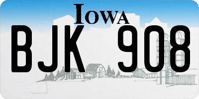 IA license plate BJK908