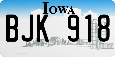 IA license plate BJK918
