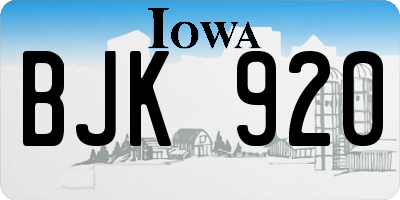IA license plate BJK920