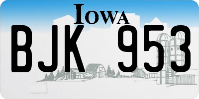 IA license plate BJK953