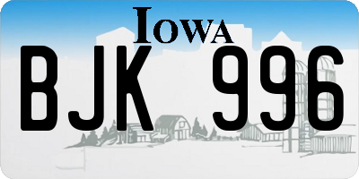 IA license plate BJK996