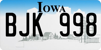 IA license plate BJK998