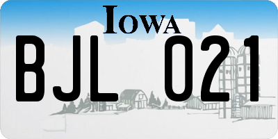 IA license plate BJL021