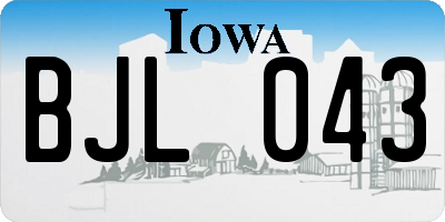 IA license plate BJL043