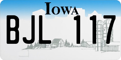 IA license plate BJL117