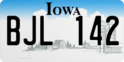 IA license plate BJL142