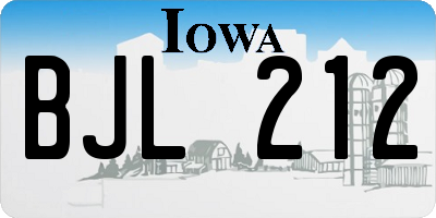 IA license plate BJL212