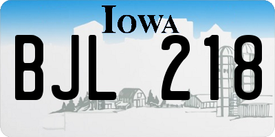 IA license plate BJL218