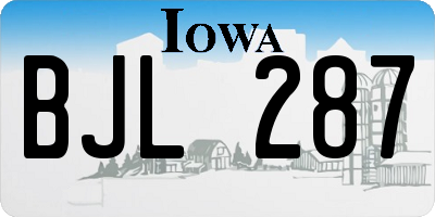 IA license plate BJL287