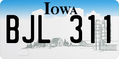 IA license plate BJL311