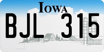 IA license plate BJL315