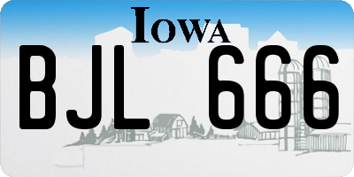 IA license plate BJL666