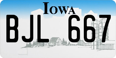 IA license plate BJL667