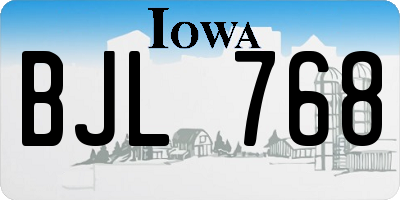 IA license plate BJL768